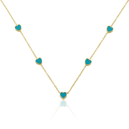 14K Gold Plated 7mm Heart Station Chain Necklace Wholesale