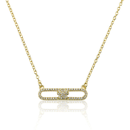 14K Gold Plated Necklace Accented With Cz Flower Bar Center Wholesale