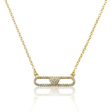 14K Gold Plated Necklace Accented With Cz Heart Bar Center Wholesale