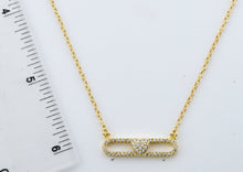 14K Gold Plated Necklace Accented With Cz Heart Bar Center Wholesale