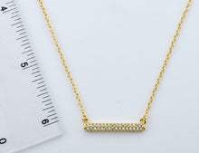 14K Gold Plated Necklace Accented With Cz Bar Center