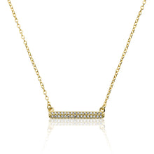 14K Gold Plated Necklace Accented With Cz Bar Center Wholesale