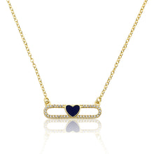 14K Gold Plated Necklace Accented With Cz & Mother Of Pearl Heart Bar Center Wholesale