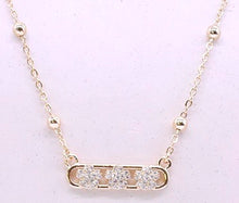 14K Gold Plated Necklace Accented With 3 Cz Flowers Bar Center Wholesale