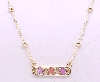 14K Gold Plated Necklace Accented With 3 Mother Of Pearl Flowers Bar Center Wholesale