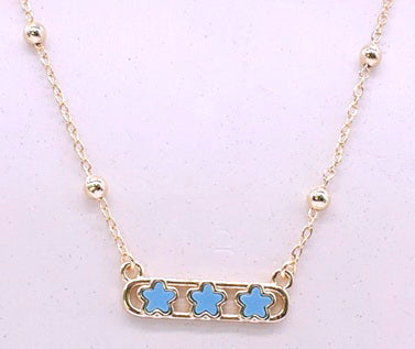 14K Gold Plated Necklace Accented With 3 Mother Of Pearl Flowers Bar Center Wholesale
