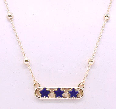 14K Gold Plated Necklace Accented With 3 Mother Of Pearl Flowers Bar Center Wholesale