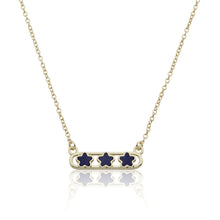 14K Gold Plated Necklace Accented With 3 Mother Of Pearl Flowers Bar Center