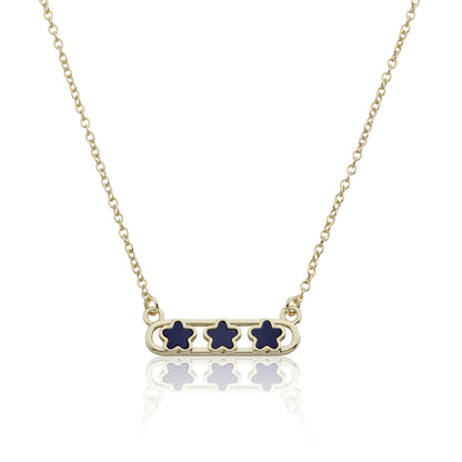 14K Gold Plated Necklace Accented With 3 Mother Of Pearl Flowers Bar Center Wholesale