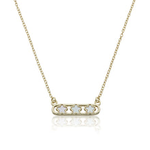 14K Gold Plated Necklace Accented With 3 Mother Of Pearl Flowers Bar Center Wholesale