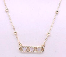 14K Gold Plated Necklace Accented With 3 Mother Of Pearl Flowers Bar Center Wholesale