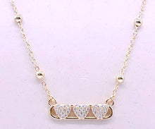 14K Gold Plated Necklace Accented With 3 Cz Hearts Bar Center Wholesale