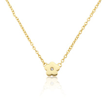 14k Gold Plated Cz Center Small Flower Chain Necklace