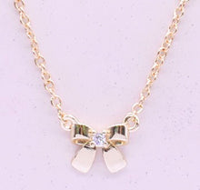 14k Gold Plated Cz Center Bow Chain Necklace Wholesale