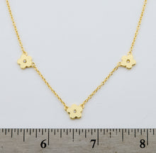 14k Gold Plated Cz Center Triple Flower Chain Necklace Wholesale