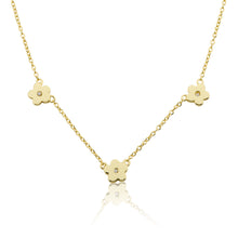 14k Gold Plated Cz Center Triple Flower Chain Necklace Wholesale