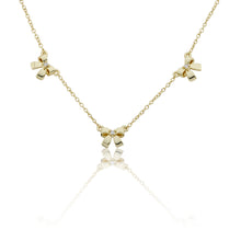 14k Gold Plated Cz Center Triple Bow Chain Necklace Wholesale