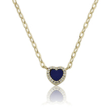 14k Gold Plated Cz Framed Mother Of Pearl Heart Link Chain Necklace Wholesale