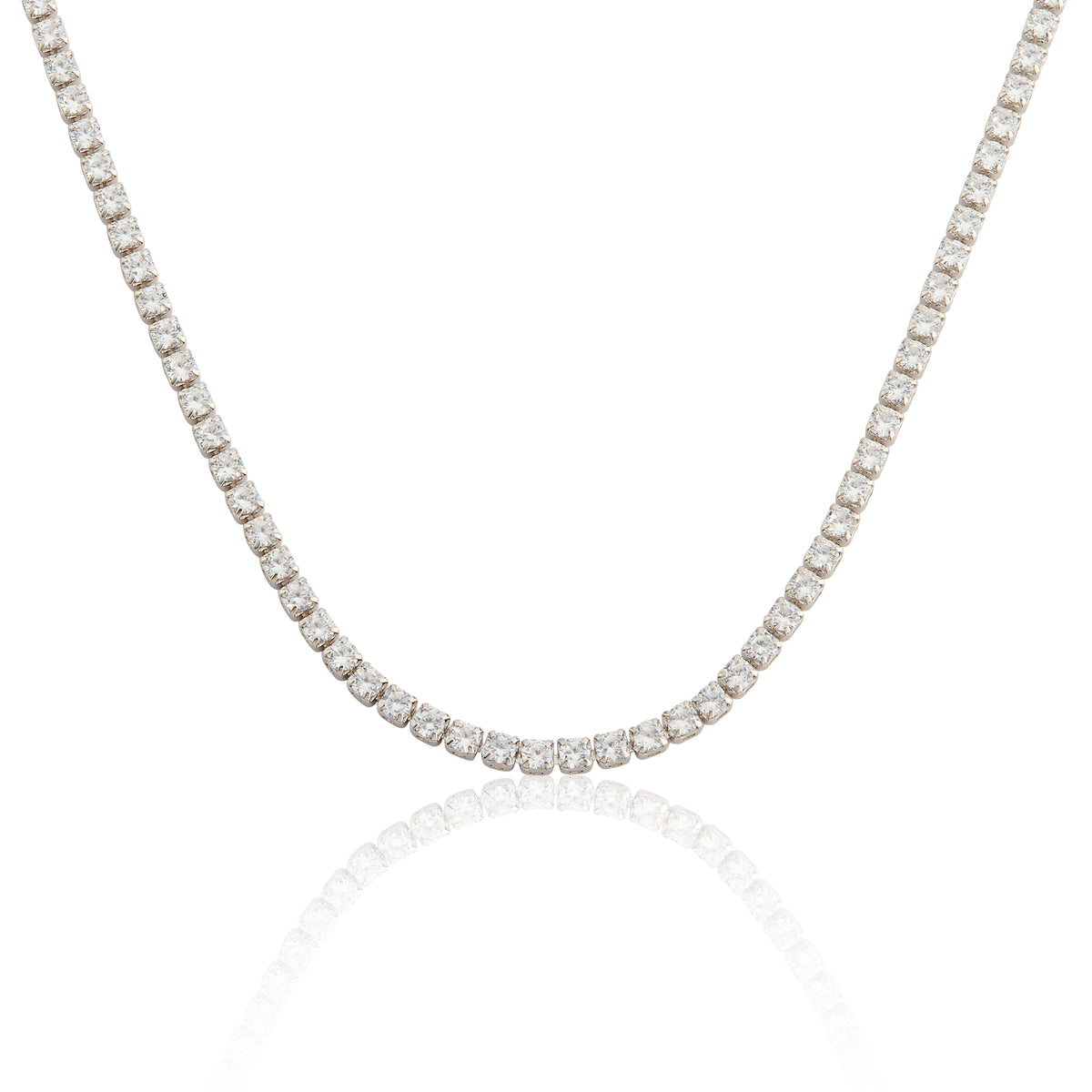 14k Gold  Plated 2mm Cz Tennis Necklace