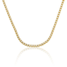 14k Gold  Plated 2mm Cz Tennis Necklace