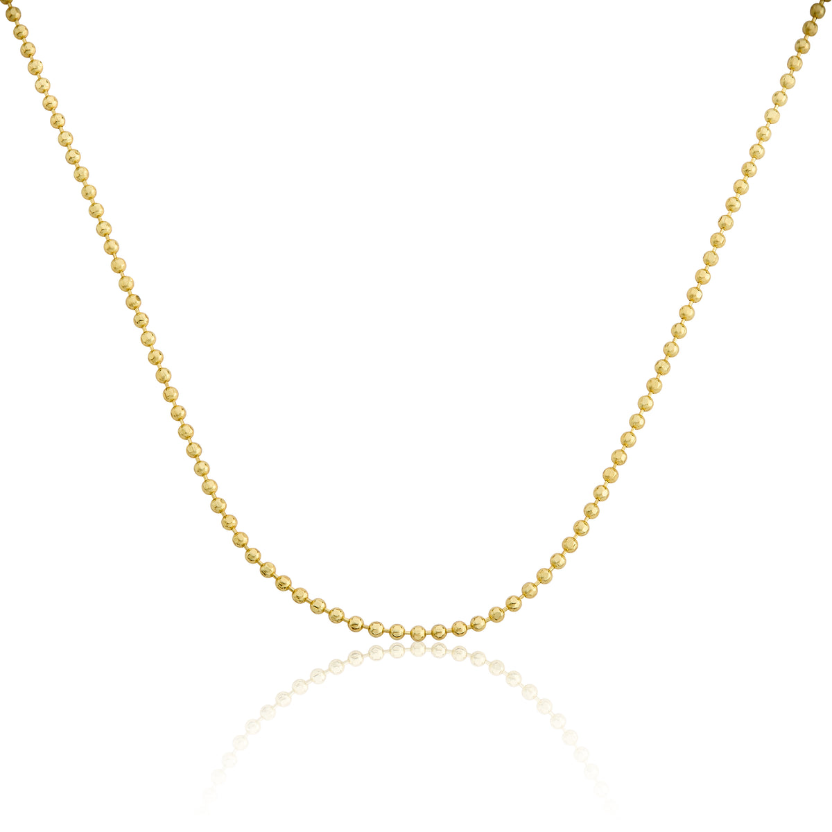 14K Gold Plated 1.2mm Diamond Cut Bead Chain Wholesale