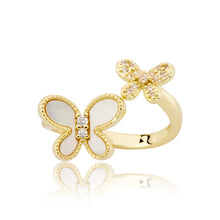 14K Gold Plated Butterfly and Cz Mini Butterfly Snake Ring