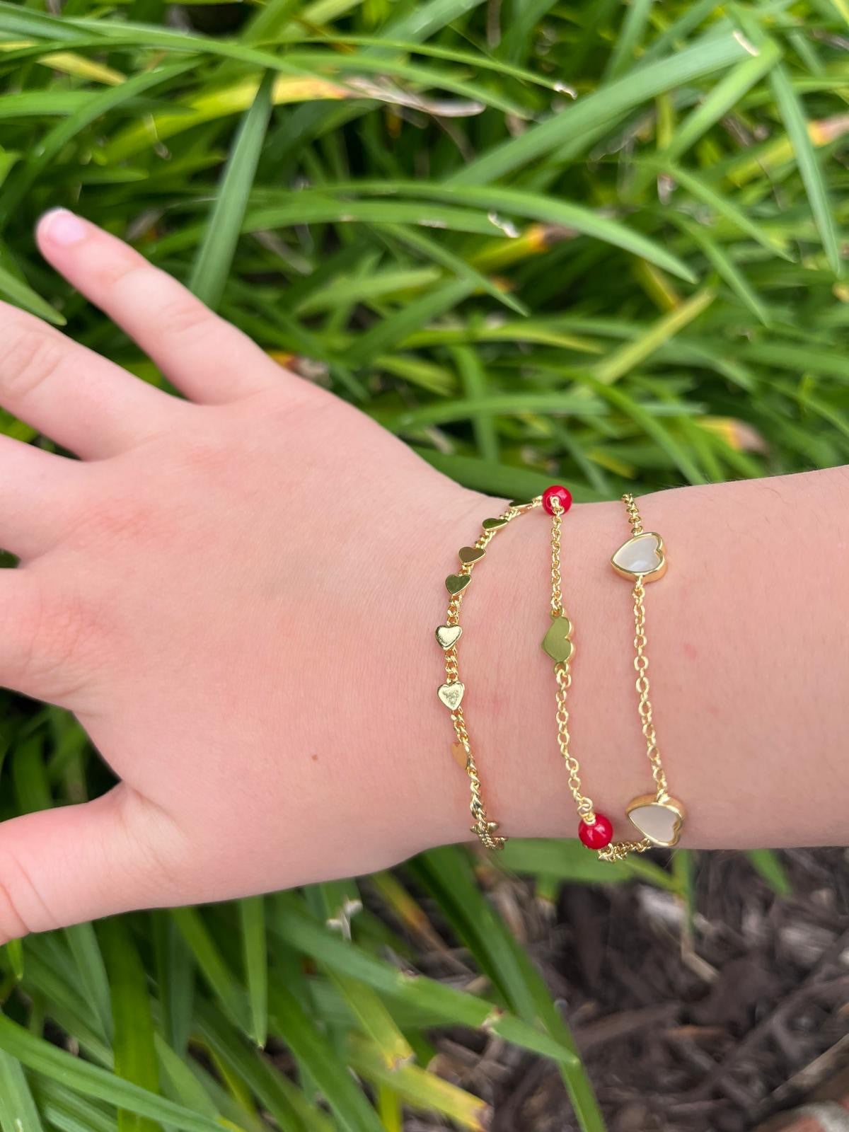 14K Gold Plated Hearts On Link  Bracelet Wholesale