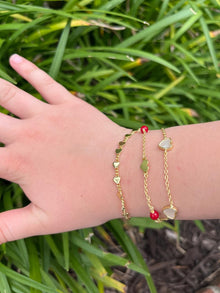 14K Gold Plated Hearts On Link  Bracelet
