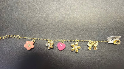 14k Gold Plated Cz & 3D Enamel Charm Bracelet
