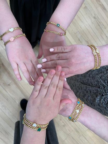 Link Bangle Accented With Enamel Hearts Wholesale