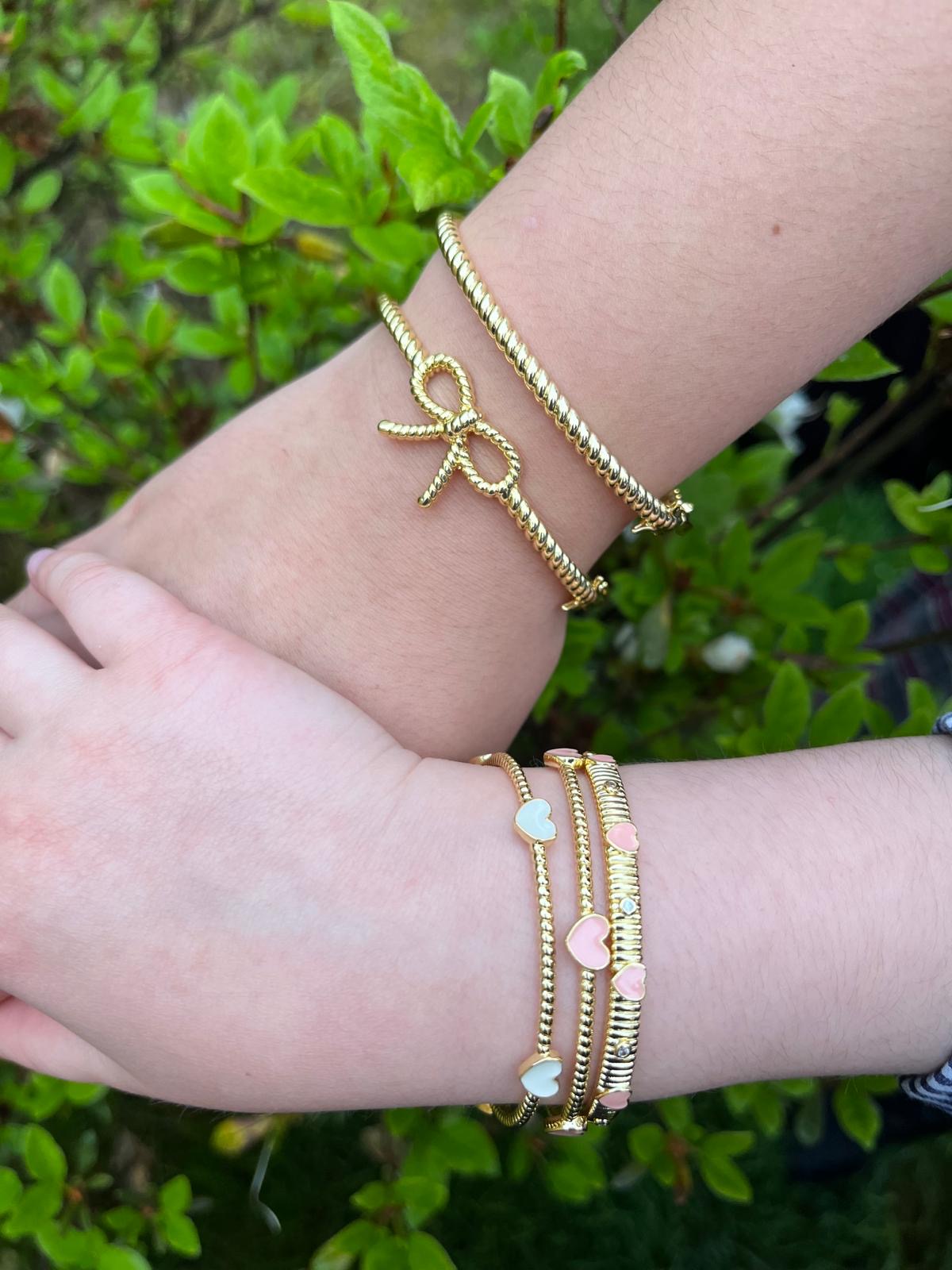 Rope Enamel Heart Bangle