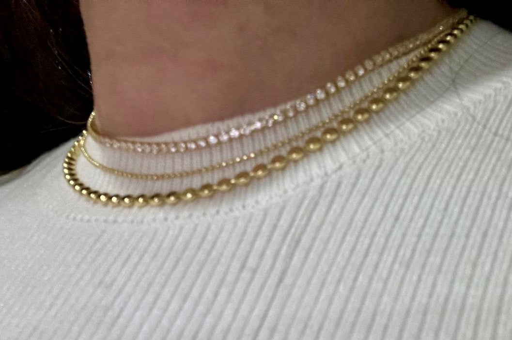 14k Gold  Plated 2mm Cz Tennis Necklace Wholesale