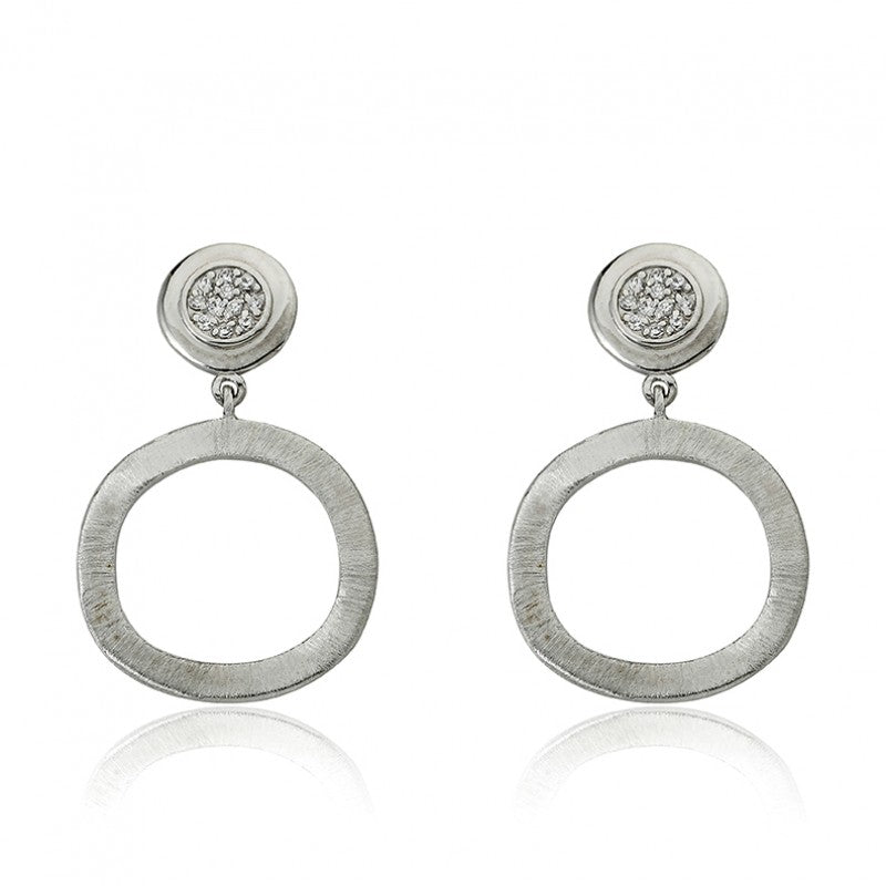 14K Gold Plated ARCTIC MIST Open Circle Dangle Earrings