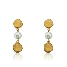 14K Gold Plated ARCTIC MIST Pearl Nugget Dangle Earrings