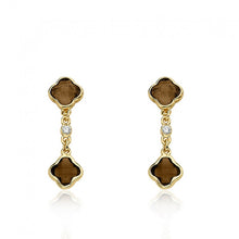 14K Gold Plated ARCTIC MIST Briolet Clover Earrings