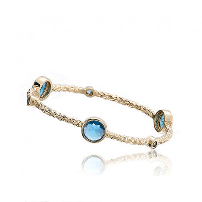 ARCTIC MIST Hammered Bangle With Round Stones