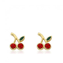 14K Gold Plated CHERRY DELIGHT Cherry Stud Earrings