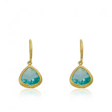 14K Gold Plated ARCTIC MIST Gold And Stone Teardrop Earrings