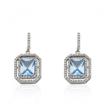 ARCTIC MIST Rectangle Around Aqua Stone Earrings