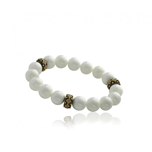 AVANT-GARDE White Agate Beads Stretch Bracelet
