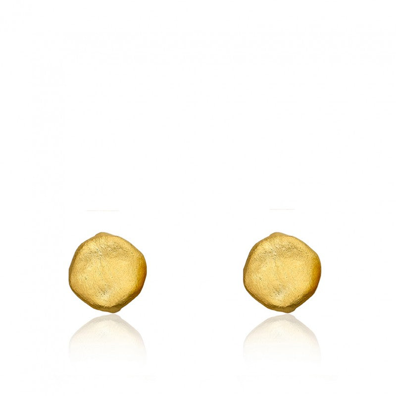 14K Gold Plated ARCTIC MIST Circle Nugget Earrings