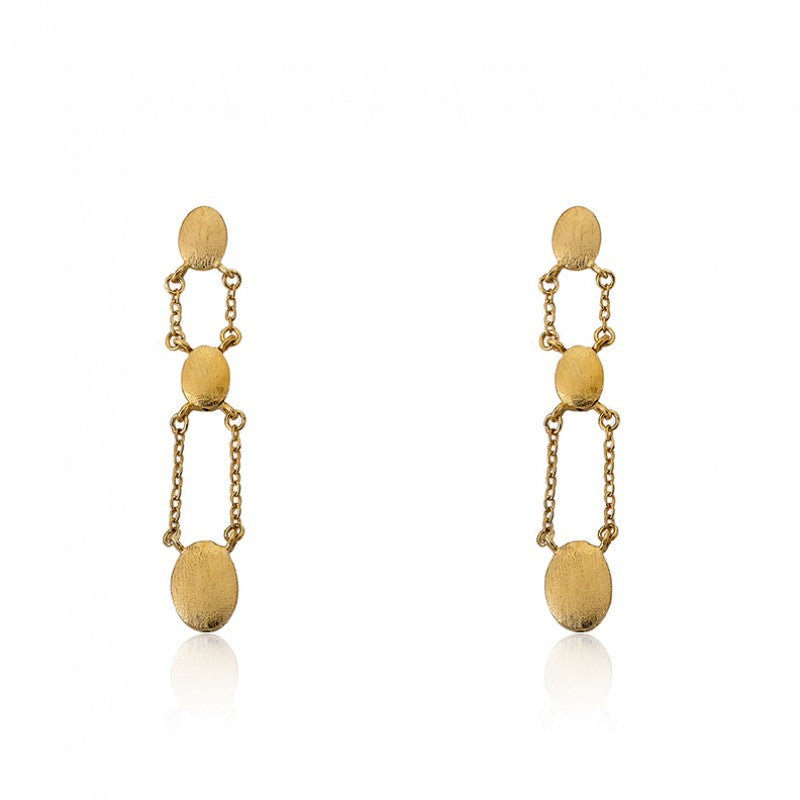 14K Gold Plated ARCTIC MIST 3 Nuggets Chain Earrings