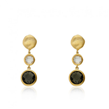 14K Gold Plated ARCTIC MIST Nugget Stone Earrings