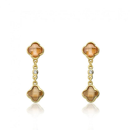 14K Gold Plated ARCTIC MIST Briolet Clover Earrings