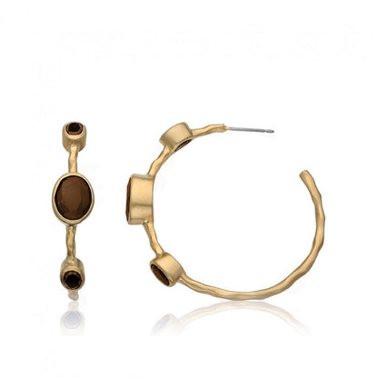 14K Gold Plated ARCTIC MIST Hammered Hoop Earrings