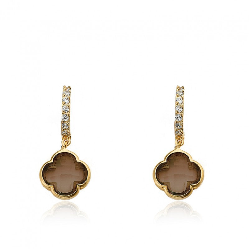 14K Gold Plated ARCTIC MIST Clover Huggy Earrings