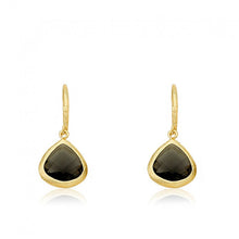 14K Gold Plated ARCTIC MIST Gold And Stone Teardrop Earrings