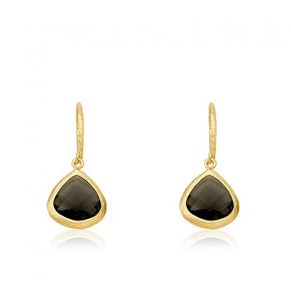 14K Gold Plated ARCTIC MIST Gold And Stone Teardrop Earrings