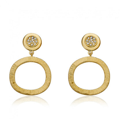 14K Gold Plated ARCTIC MIST Open Circle Dangle Earrings