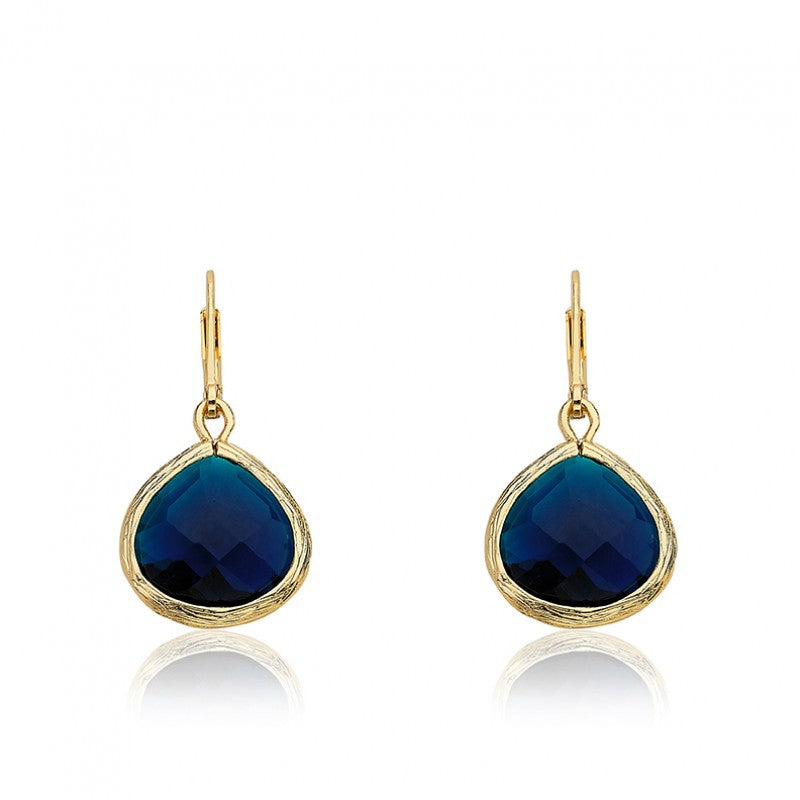 14K Gold Plated ARCTIC MIST Gold And Stone Leverback Earrings